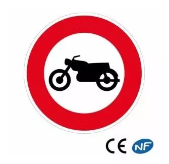 Panneau de signalisation indiquant un accès interdit aux motocyclettes