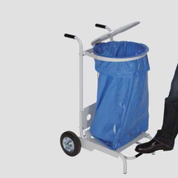 Chariot support sac avec pédale pour un sans contact avec les mains HACCP