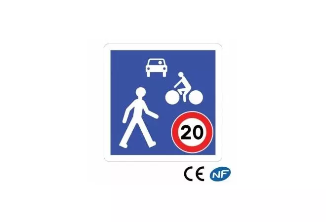 Panneau de signalisation indiquant une zone de rencontre (B52)