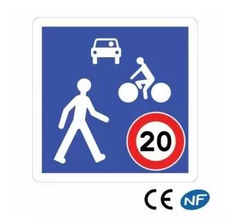 Panneau de signalisation indiquant une zone de rencontre (B52)