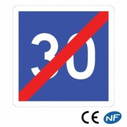 Panneau de circulation en alu annonçant une fin de vitesse conseillée C4b