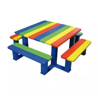 Table Pique Nique multicolore pour écoles
