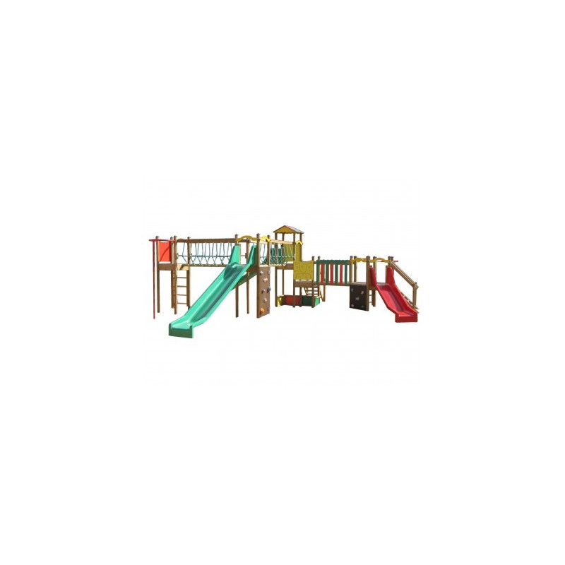 Une structure géante multi jeux en bois pour les enfants de 3 à 12 ans