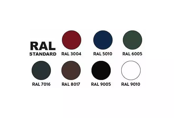 Peins selon 7 coloris RAL standard sur acier