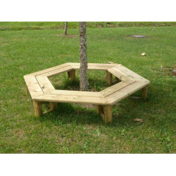 Banc en bois pour enfants contour et protection d'arbres