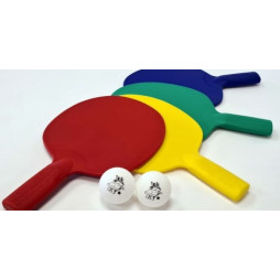 Lot de 4 raquettes et 2 balles pour table de ping-pong