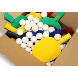 Boîte de 120 balles et 10 raquettes de pingpong