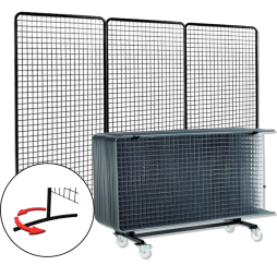 Lot de 12 Grilles d'exposition + 1 chariot de transport