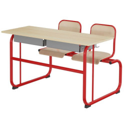 Table scolaire biplace avec chaise attenante