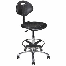 Chaise technique sur roulette et repose-pieds