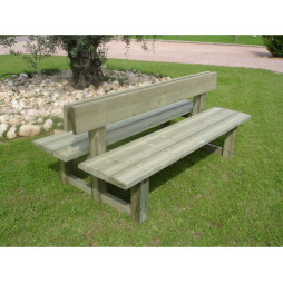 Double banc avec dossier en bois
