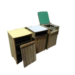 Corbeille en bois pour tri sélectif