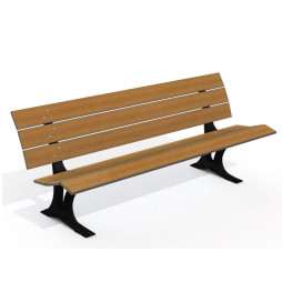 Banc public Chinon lames compact coupe droites et pieds en fonte