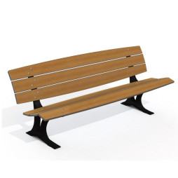 Banc public Chinon, lames en stratifié compact arrondies et pieds en fonte