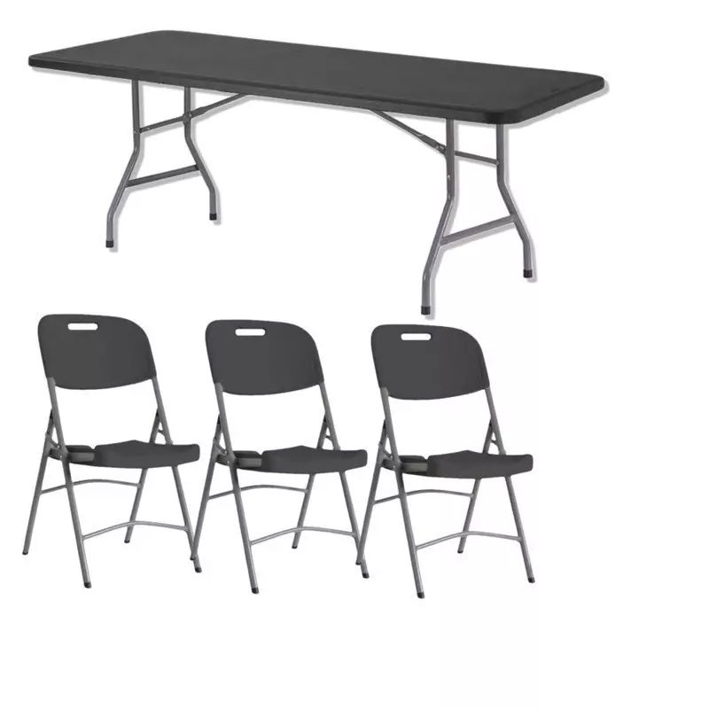 Lot 10 tables pliantes et 60 chaises en polypro "Grey Edition"