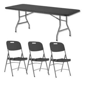 Lot 10 tables pliantes et 60 chaises en polypro "Grey Edition"