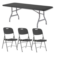 Lot 20 tables pliantes et 120 chaises en polypro "Grey Edition"