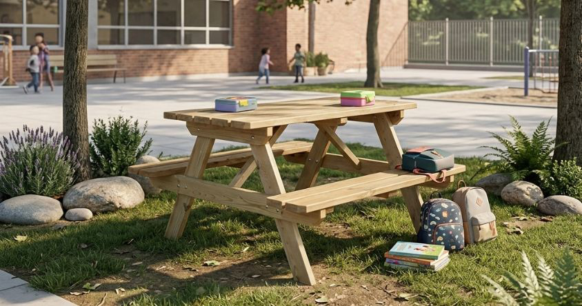 table de pique nique en bois pour enfants