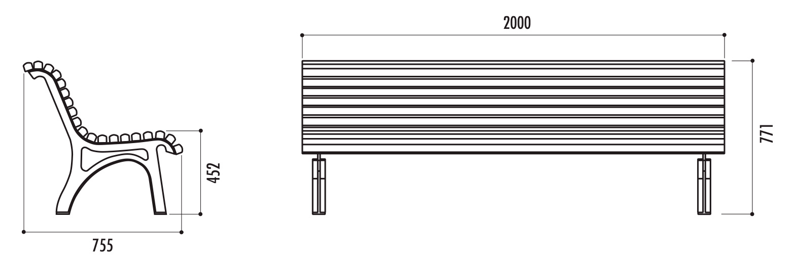 Banc public en bois et fonte Burgos