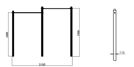 Dimensions de la barre fixe en acier