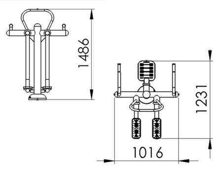 Dimensions du module de musculation ciseaux horloge