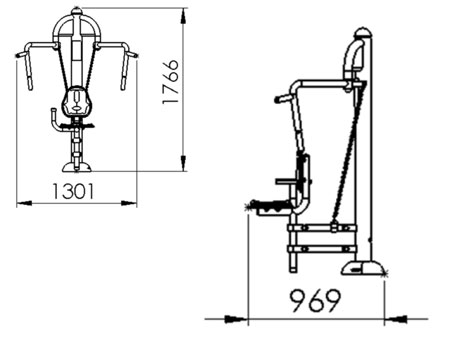 Dimensions du module de sport pour extérieur le papillon