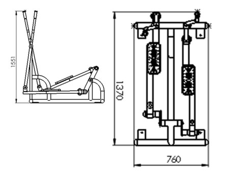 Agrès de sport pédalo ski dimensions