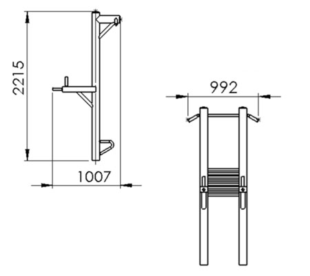 Dimensions du module barres pour dorsaux