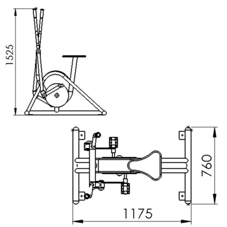 Dimensions du vélo elliptique en acier