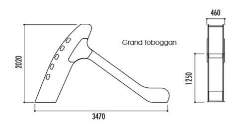 Fiche technique du grand toboggan en polyéthylène