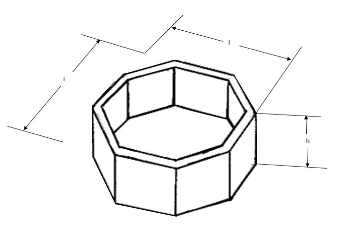 Dessin technique de la jardinière urbaine en béton octogonale - Net Collectivités