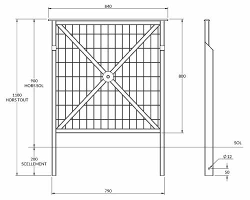 Dimensions BARRIERE CROIX DE ST ANDRE GRILLAGEE