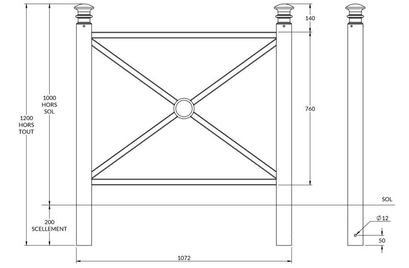 Barrière de ville avec pommeaux élégance