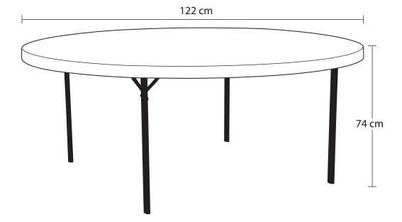 Table de réception ronde, table en polypro, table solide polypropyléne