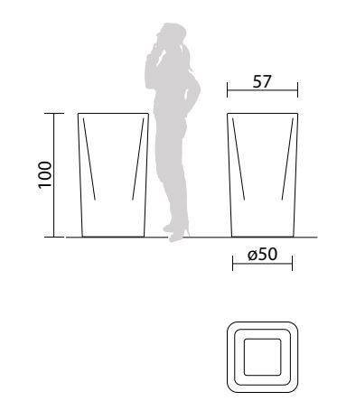 Dessin technique poubelle béton Egée - Net Collectivites