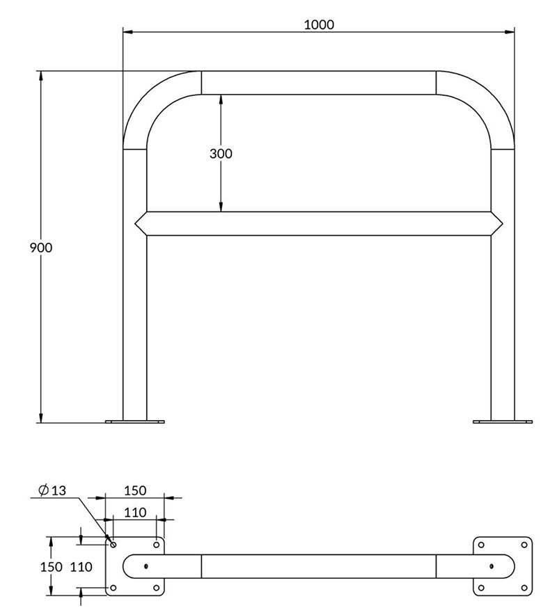 Arceau en acier galvanisé 1 m de long