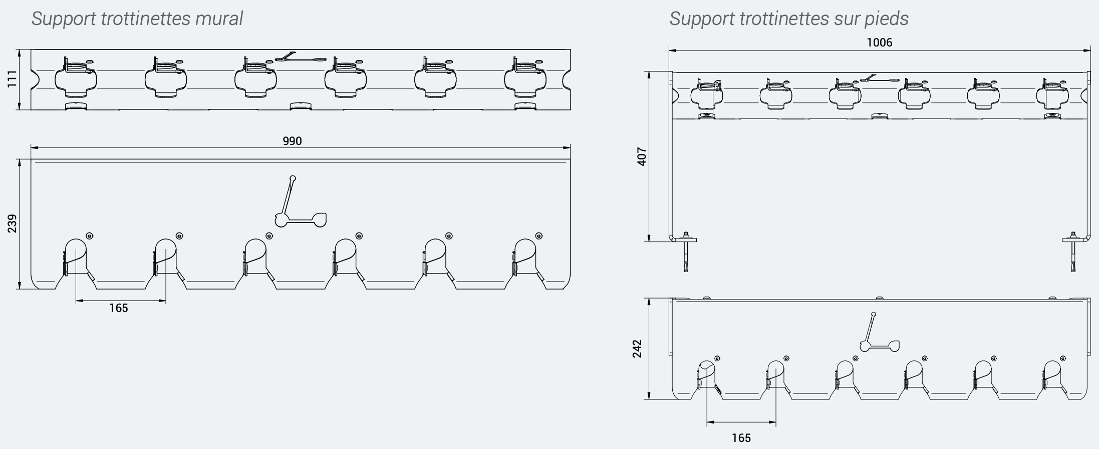 Support Mural Pour Trottinette Roue 10 Pouces Largeur 60mm - Fixation Solide Avec Support Chargeur Inclus
